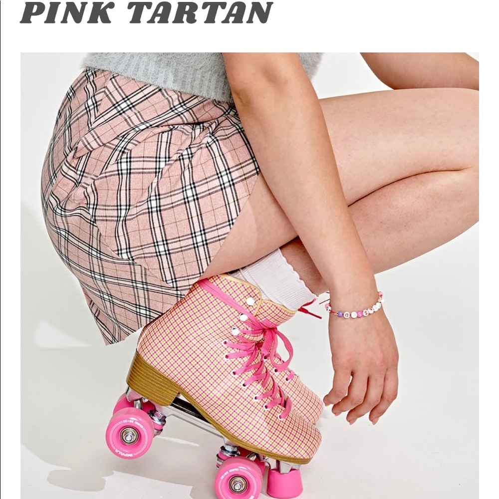IMPALA Pink Tartan Quad Roller Skates Size 10